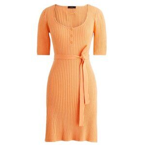 J. Crew Belted Mini Sweater Dress in Bright Cantaloupe Size Small and Me…